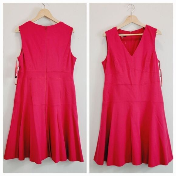 Nine West Fuchsia Pink Knit Fit and Flare Dress Size 12 NWT - Picture 1 of 7